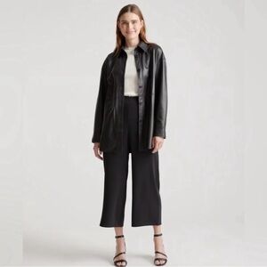 Quince 100% Leather Button Front Shirt Jacket size M Black